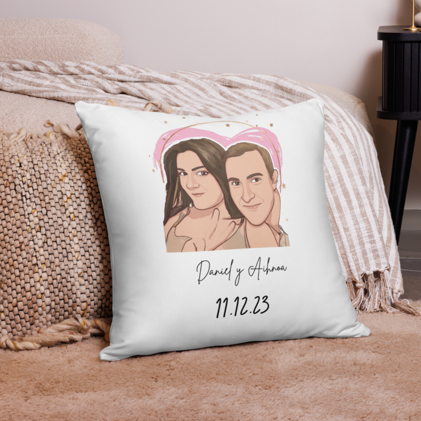 Cojín con foto en dibujo