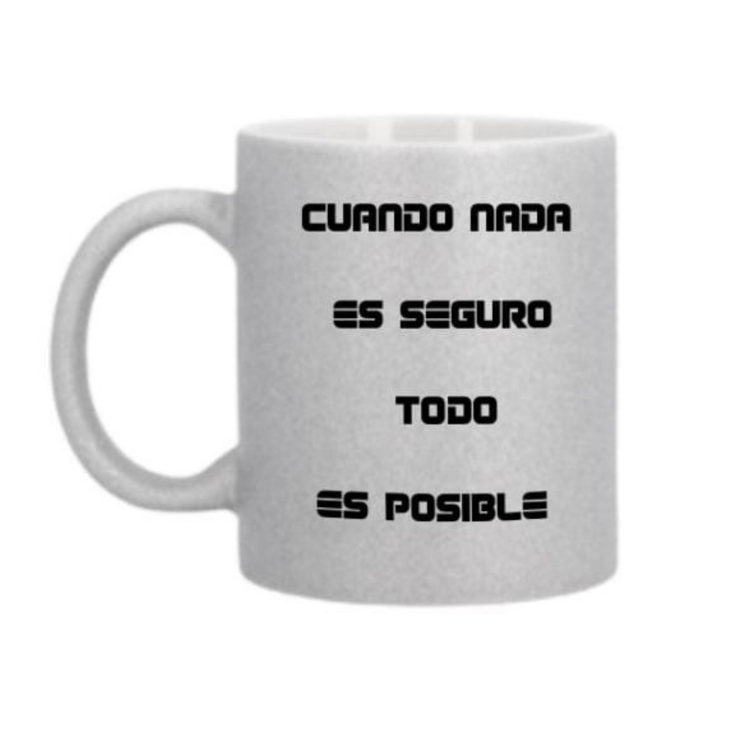 Taza glitter plateada