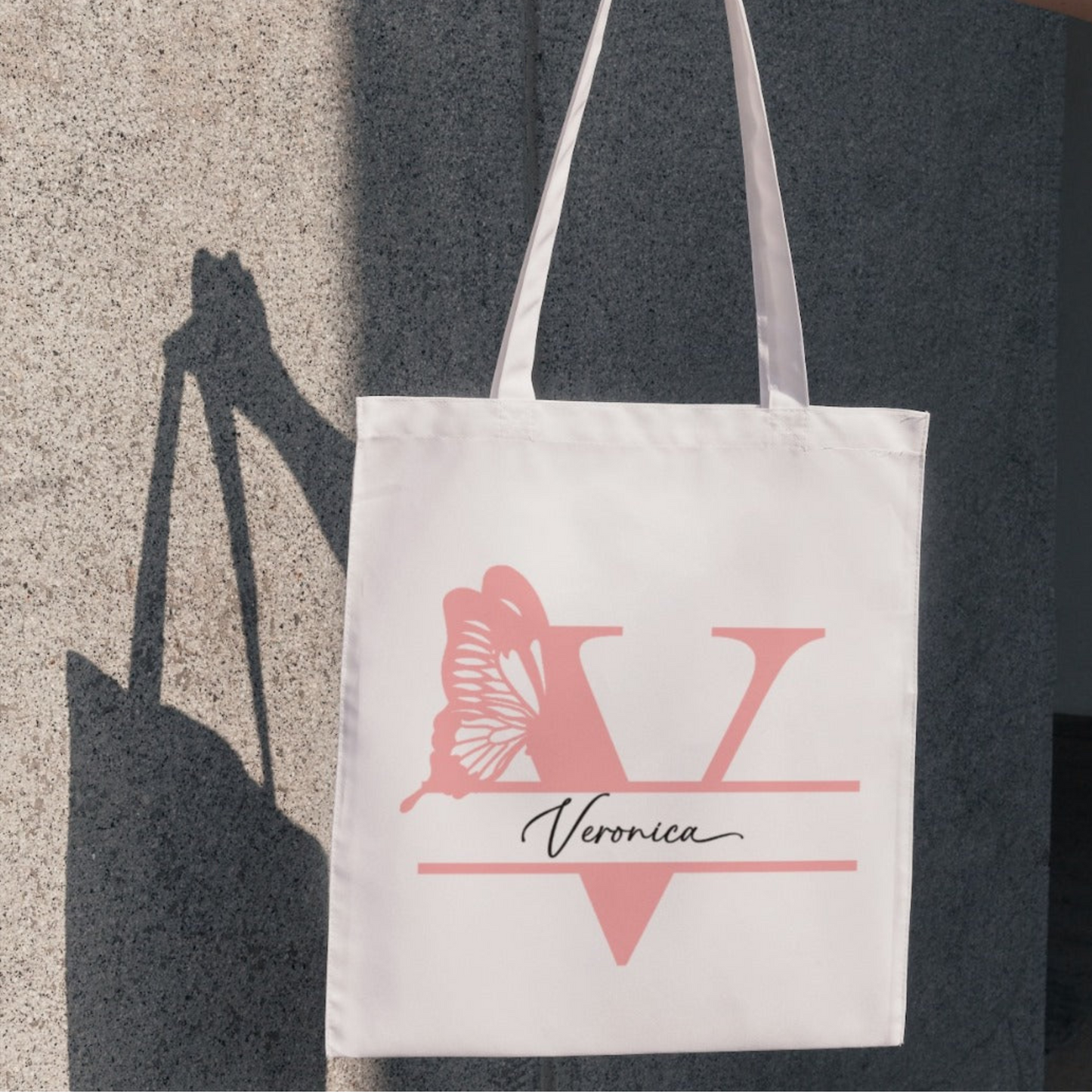Bolso Tote Bag personalizado con nombre e inicial Mariposa