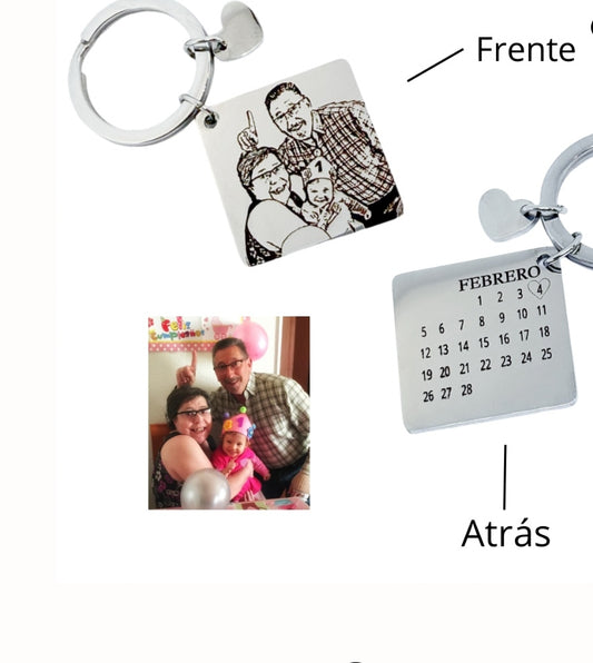 Llavero personalizado con foto y fecha