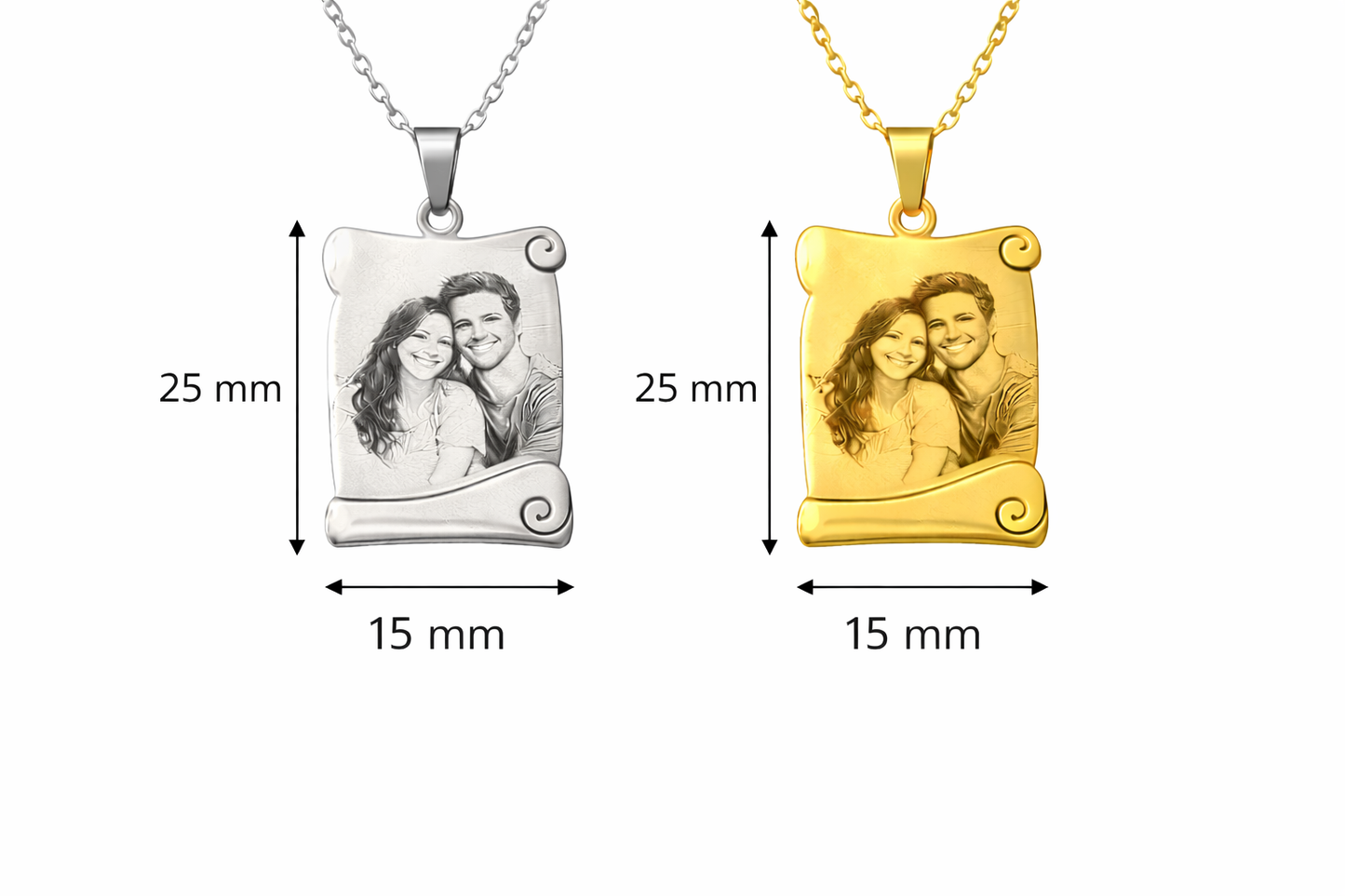 Colgante con foto en pergamino